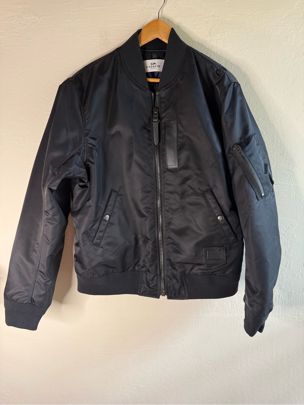 COACH F26795 MA-1 Flight Jacket Nylon Black Men's Size Large